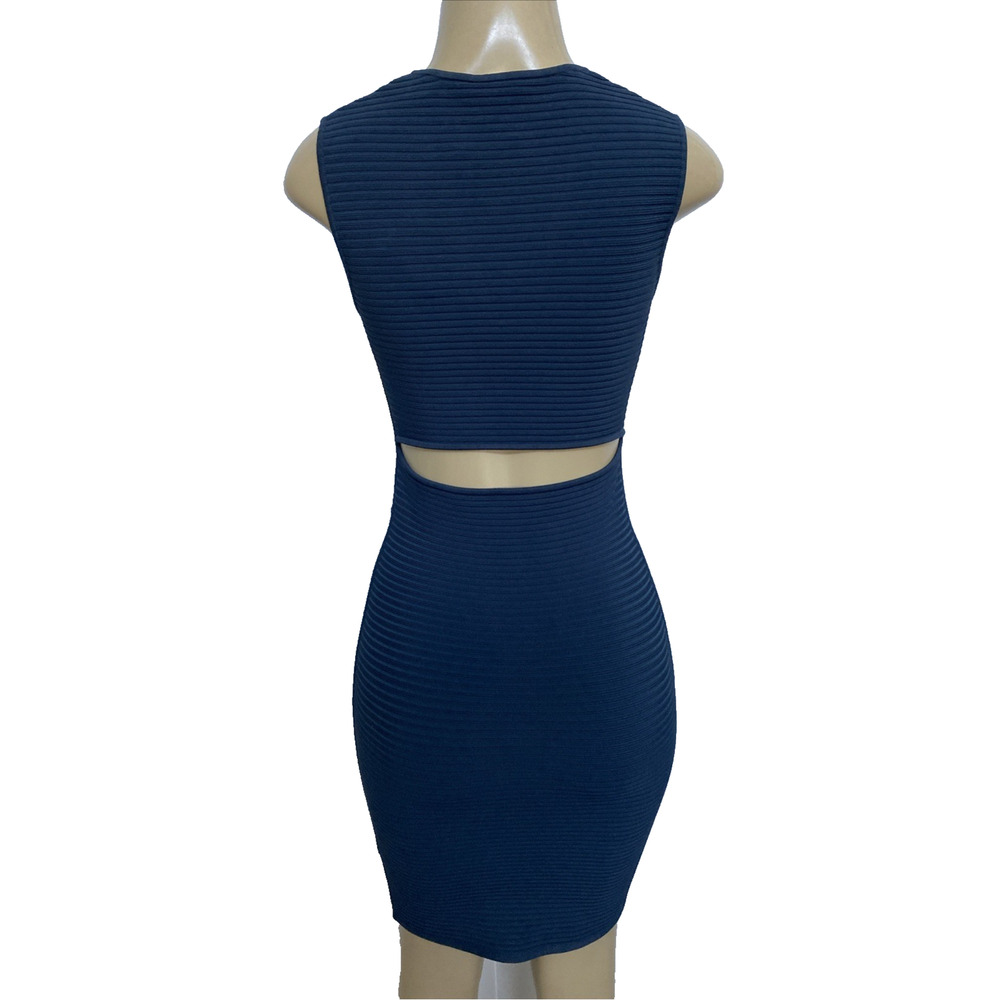 NWT T by Alexander Wang Dress Ribbed Bodycon Cutout Back Stretch Mini Bl… - Picture 2 of 9